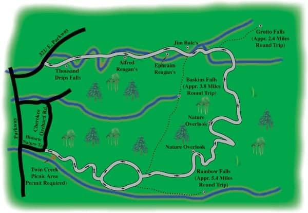 Roaring Fork Motor Nature Trail map Gatlinburg TN