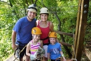 Family at a zipline course.