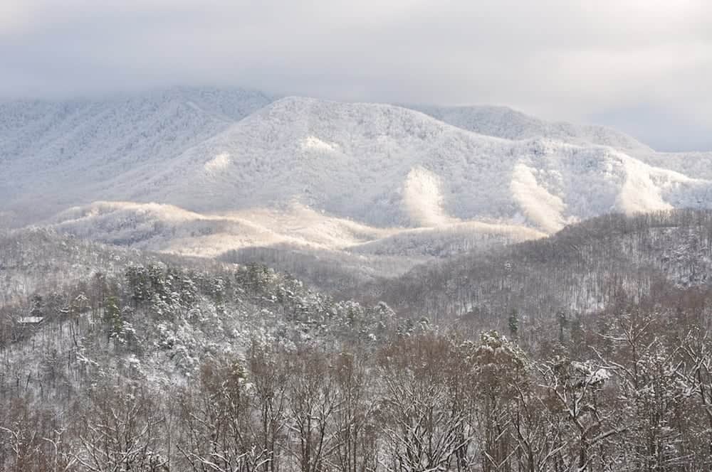 Admiring the snow covered scenery is one of the top Smoky Mountain winter activities.