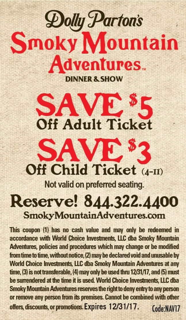 Discount coupons for smoky mountain opry