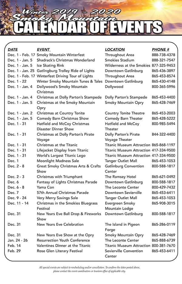 Sevierville Events Calendar Norah Annelise