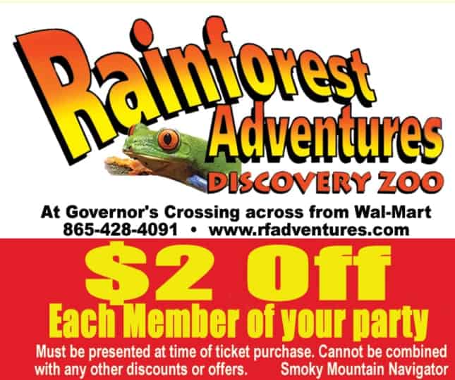 Rainforest Adventures Discovery Zoo Coupon $2 Off for each member of your party