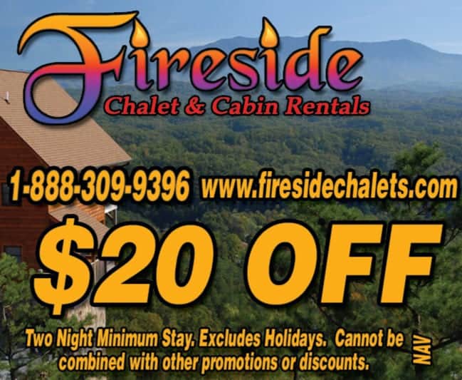 Fireside Chalet and Cabin Rentals Coupon $20 Off