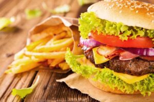 Cheeseburger and fries