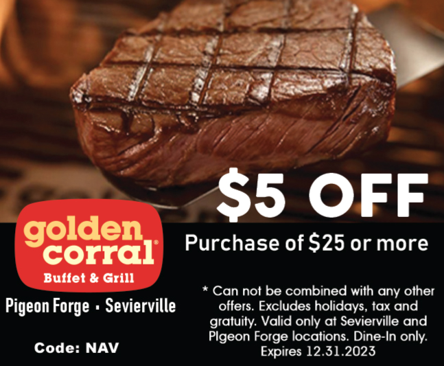 Golden Corral Pigeon Forge Coupon $5 Off