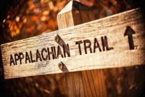 Wooden sign for the Appalachian Trail.