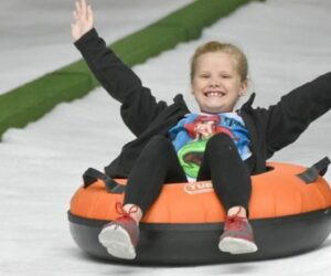 a girl on a tube at Pigeon Forge Snow