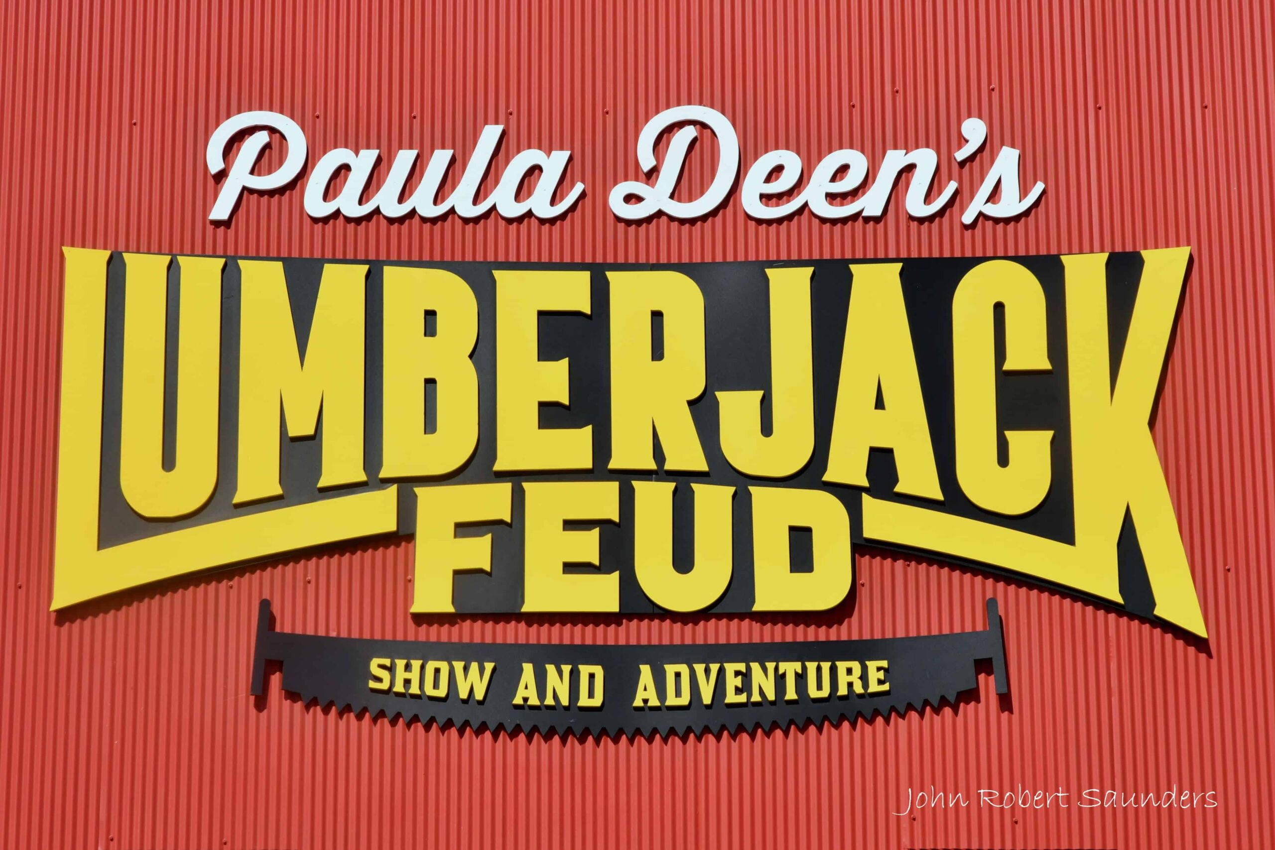 Paula Deen's Lumberjack Feud sign