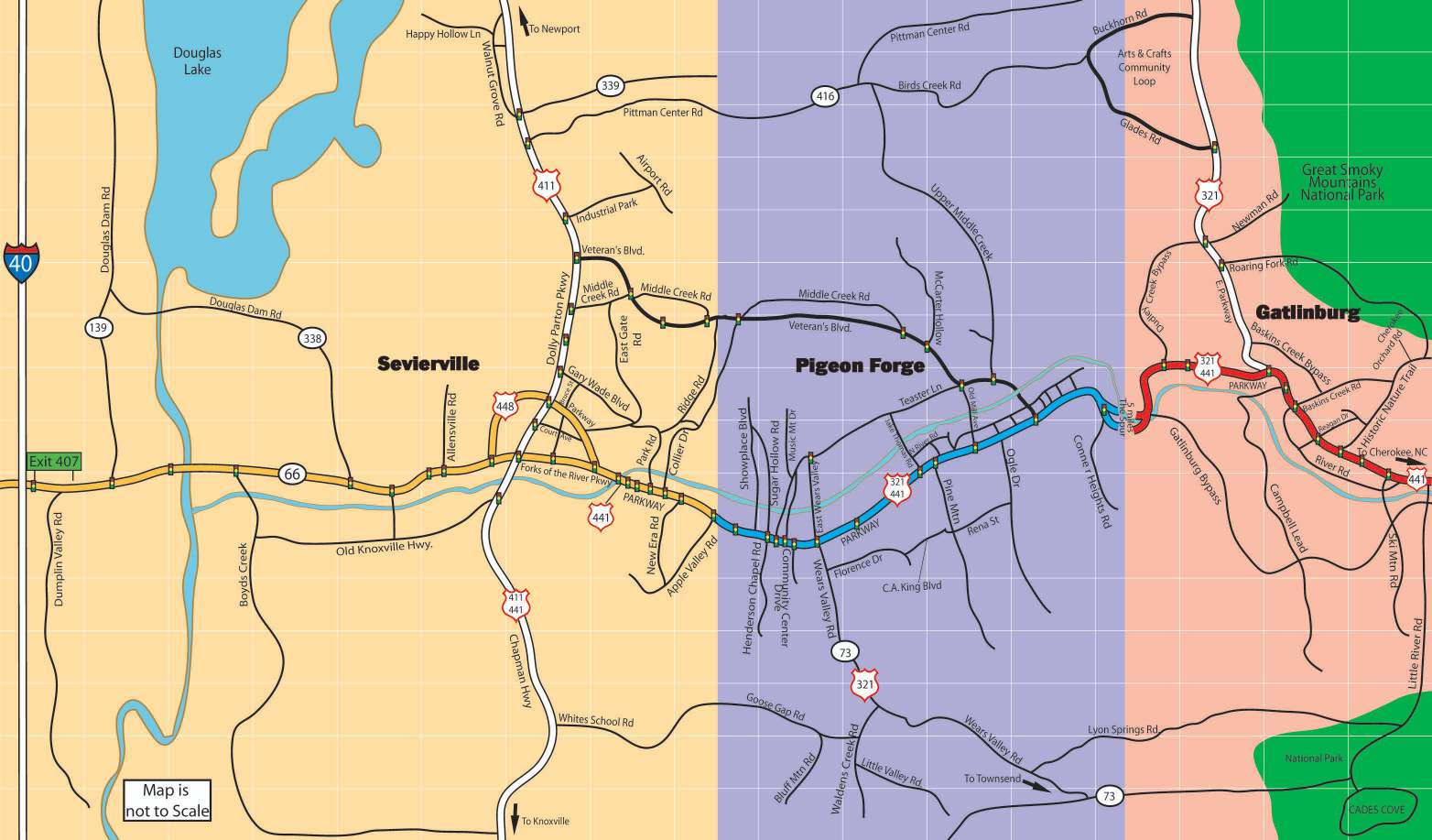 Map Of Pigeon And Gatlinburg Nerta Letisha