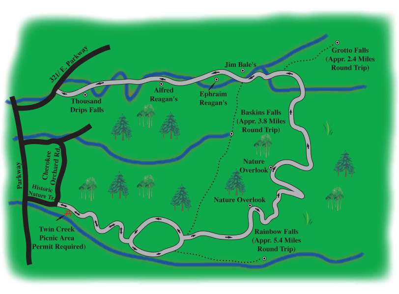 roaring fork great smoky mountains map