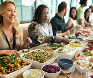 A group of people enjoying lunch