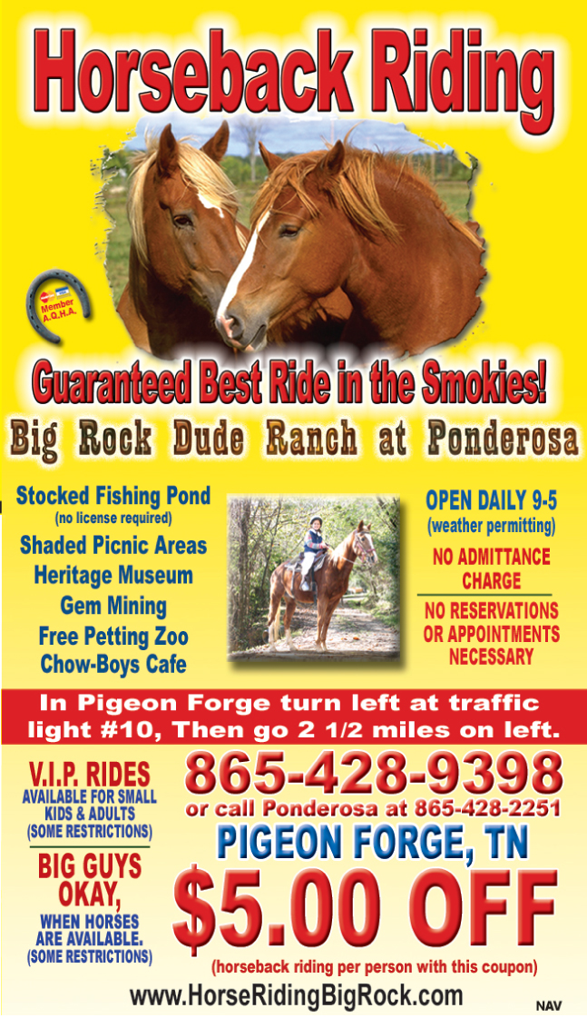 Big Rock Dude Ranch at Ponderosa Coupon $5 Off