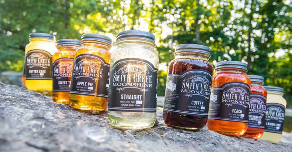 the selection on moonshine jars from Smith Creek Moonshine