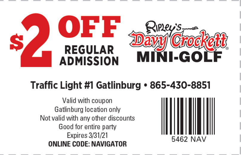 Ripley's Davy Crockett Mini Golf coupon Ripley's Davy Crockett Mini Golf coupon
