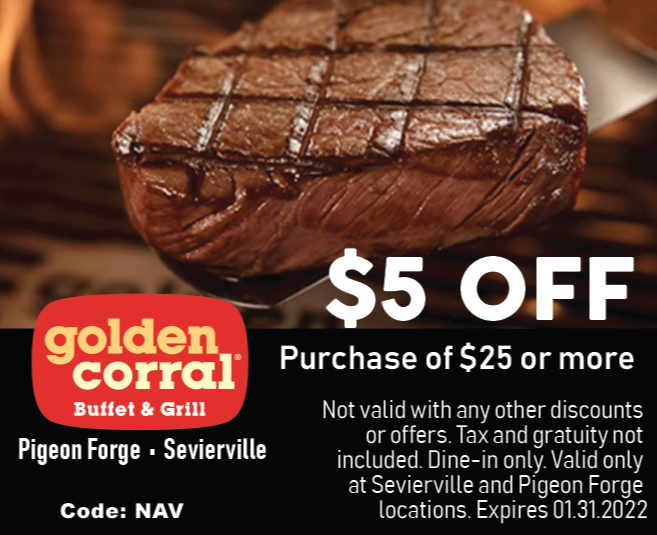 Golden Corral Sevierville Money Saving Coupon Smoky Mountain Navigator