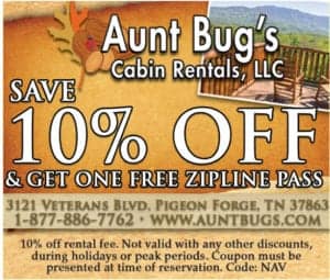 Aunt Bugs Cabin Rentals coupon Aunt Bugs Cabin Rentals coupon