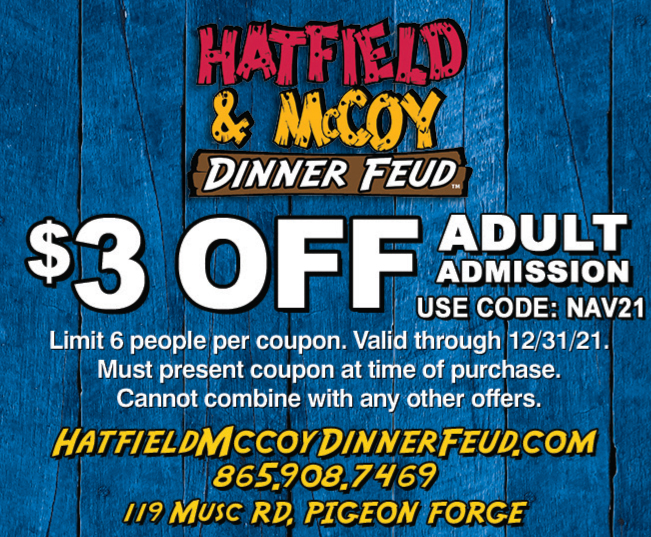 Hatfield and McCoy's Dinner Feud Coupon Smoky Mountain Navigator