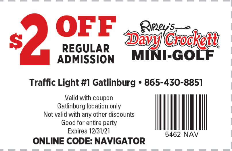 Ripley's Davy Crockett Mini Golf coupon Ripley's Davy Crockett Mini Golf coupon