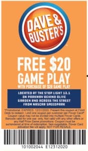 Dave and Buster's coupon Dave and Buster's coupon
